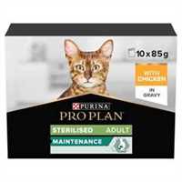 PRO PLAN Sterilised Maintenance Adult Wet Cat Food in Gravy - Chicken - 10x85g Pouches