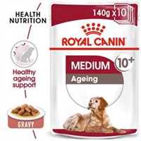 Royal Canin Size Health Nutrition Medium Ageing 10+ Wet Dog Food in Gravy - 10x140g Pouches