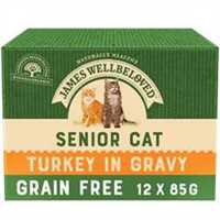 James Wellbeloved Grain Free Senior Wet Cat Food in Gravy - Turkey - 12x85g Pouches