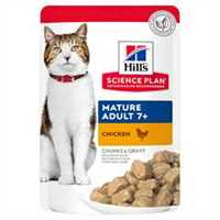 Hills Science Plan Mature 7+ Wet Cat Food in Gravy - Chicken – 12x85g Pouches