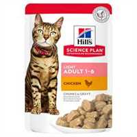 Hills Science Plan Light Adult Wet Cat Food - Chicken - 12x85g Pouches