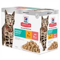 Hills Science Plan Perfect Weight Adult Wet Cat Food in Gravy - Chicken & Salmon - 12x85g Pouches 
