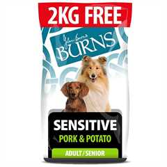 Burns Sensitive Adult Dry Dog Food - Pork and Potato - 12kg + 2kg FREE 