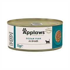 Applaws Adult Wet Cat Food in Broth - Ocean Fish - 24x70g Cans
