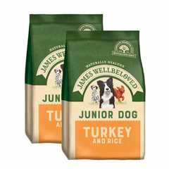 2 x James Wellbeloved Junior Dry Dog Food - Turkey & Rice - 12kg Multi-Buy