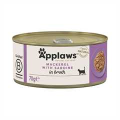 Applaws Adult Wet Cat Food Mackerel with Sardine in Broth - Tins 24x70g