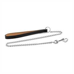 Ancol Medium Chain Lead with Leather Handle - Black - 32in