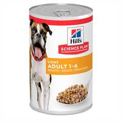 Hills Science Plan Light Adult Wet Dog Food - Chicken - 12x370g cans