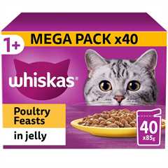 WHISKAS 1+ Adult Wet Cat Food in Jelly - Poultry Feasts - 40x85g Pouches