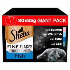 SHEBA Fine Flakes Adult Wet Cat Food in Jelly - Fish - 80x85g Pouches
