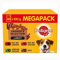 PEDIGREE Adult Wet Dog Food in Gravy - MEGA PACK - Mixed Meat Selection - 40x100g Pouches