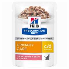 Hills Prescription Diet c/d Multicare Wet Cat Food in Gravy - Salmon - 12x85g Pouches