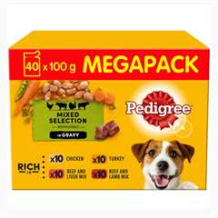 PEDIGREE Adult Wet Dog Food in Gravy - MEGA PACK - Meat & Veg Selection - 40x100g Pouches