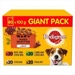PEDIGREE Adult Wet Dog Food in Jelly - MEGA PACK - Mixed Selection - 80x100g Pouches