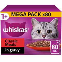 WHISKAS 1+ Adult Wet Cat Food in Gravy - Meaty Meals - 80x85g Pouches