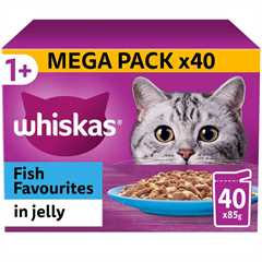 WHISKAS 1+ Adult Wet Cat Food in Jelly - Fish Favourites - 40x85g Pouches