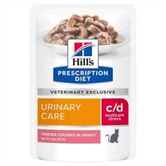 Hills Prescription Diet c/d Urinary Stress Wet Cat Food in Gravy - Salmon - 12x85g Pouches