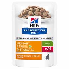 Hills Prescription Diet c/d Multicare Stress + Metabolic Wet Cat Food - Chicken - 12x85g Pouches