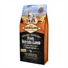 Carnilove Fresh Adult Small Breed Grain Free Dry Dog Food - Ostrich & Lamb - 6kg