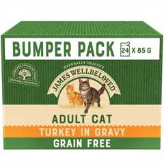 James Wellbeloved Adult Grain Free Wet Cat Food in Gravy - Turkey - 24x85g Pouches BUMPER PACK