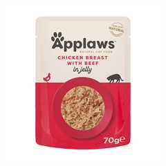 Applaws Complimentary Adult Wet Cat Food Chicken with Beef in Jelly - 16x70g Pouches
