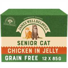 James Wellbeloved Senior Grain Free Wet Cat Food in Jelly - Chicken - 12x85g Pouches 
