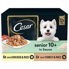 CESAR Mixed Selection Senior Wet Dog Food in Sauce - 12x100g Pouches