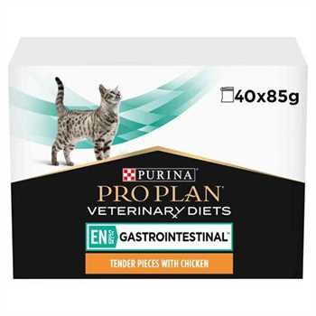 x 2 PRO PLAN Veterinary Diet EN ST/OX Gastrointestinal Wet Cat Food - Chicken - 40x85g Pouches