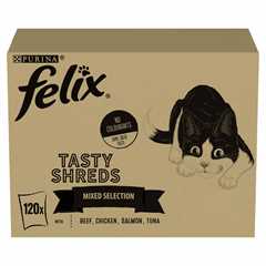 Felix Tasty Shreds Adult Wet Cat Food - Mixed Selection in Gravy - 120x80g Pouches