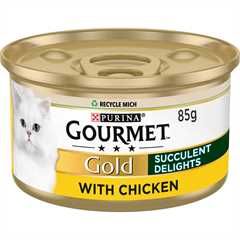 Gourmet Gold Succulent Delights Adult Wet Cat Food - Chicken - 12x85g Cans