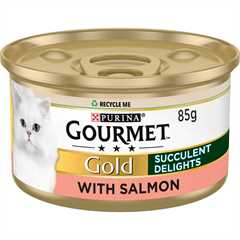 Gourmet Gold Succulent Delights Adult Wet Cat Food - Salmon - 12x85g Cans