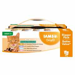 Iams Delights Adult Wet Cat Food in Gravy - Land & Sea Collection - 48x85g Pouches