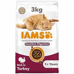 IAMS Sensitive Digestion Adult Dry Cat Food - Turkey - 3kg