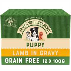 James Wellbeloved Grain Free Puppy Wet Dog Food in Gravy - Lamb - 12x100g Pouches