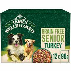 James Wellbeloved Grain Free Senior Wet Dog Food in Gravy - Turkey - 12x90g Pouches