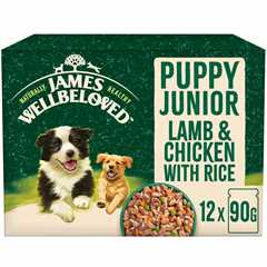 James Wellbeloved Puppy Wet Dog Food in Gravy - Lamb, Chicken & Rice - 12x90g Pouches
