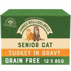 James Wellbeloved Grain Free Senior Wet Cat Food in Gravy - Turkey - 12x85g Pouches