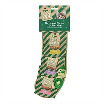 Rosewood Cupid and Comet Christmas Dinner Cat Stocking with Toy