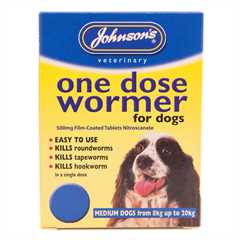 Johnsons One Dose Wormer for Medium Dogs - 2 Tablets