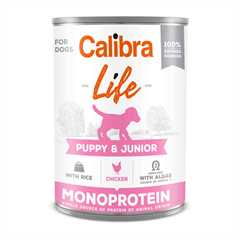 Calibra Life Puppy and Junior Wet Dog Food - Chicken & Rice - 6 x 400g Cans