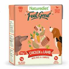 Naturediet Feel Good Adult Wet Dog Food - Chicken & Lamb - 18x390g Cartons