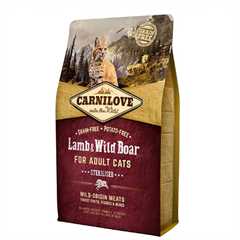Carnilove Adult Sterilised Grain Free Dry Cat Food - Lamb and Wild Boar - 2kg