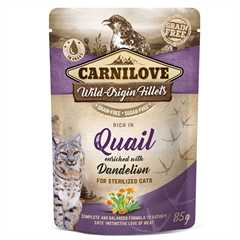 Carnilove Grain Free Adult Wet Cat Food - Quail with Dandelion - 24x85g Pouches