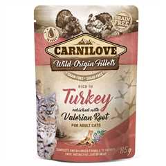 Carnilove Grain Free Adult Wet Cat Food - Turkey with Valerian - 24x85g Pouches