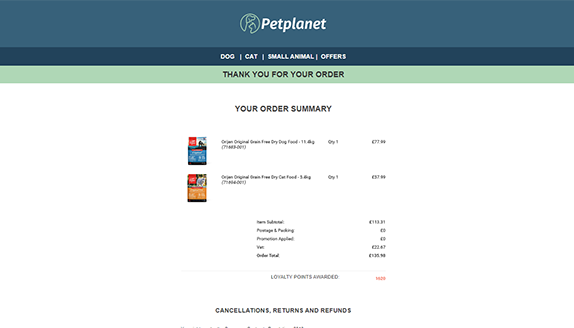 Order despatch email